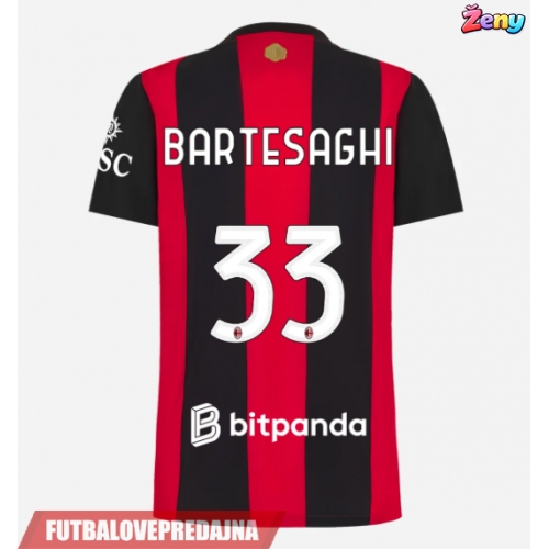 Lacne Ženy Futbalové dres AC Milan Davide Bartesaghi #33 2026-27 Krátky Rukáv - Domáci
